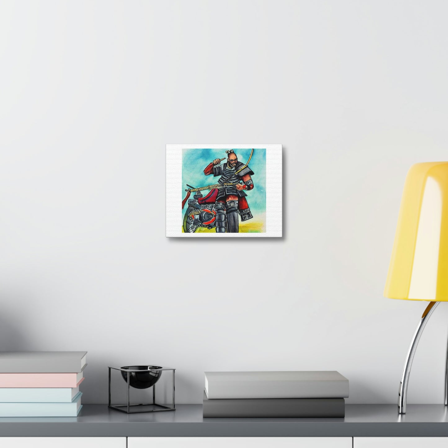 Samurai On A Motorcycle Digital Art 'Designed by AI' on Satin Canvas