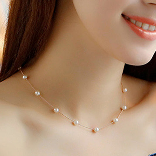 Gold Pendant Pearl Choker Necklace