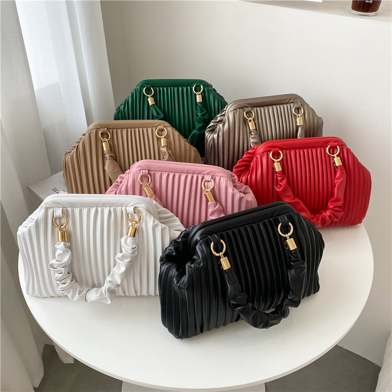 Vertical Textured Stripes Small Candy Colour Handbag