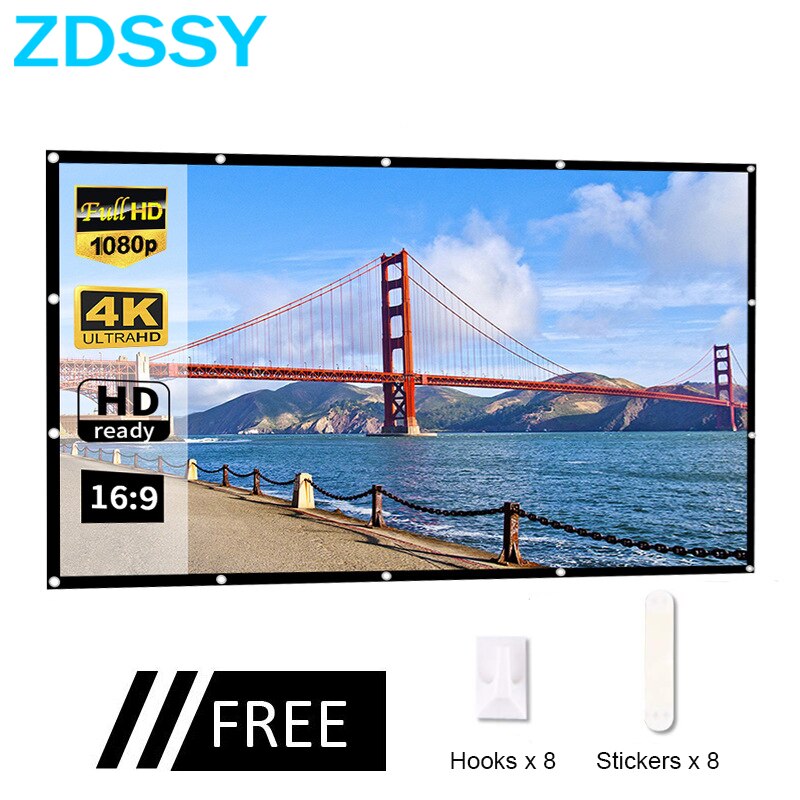 ZDSSY 投影スクリーン 100 インチ 120 インチ 150 ポータブル折りたたみ式ホームシアター屋外屋内両面プロジェクタースクリーン