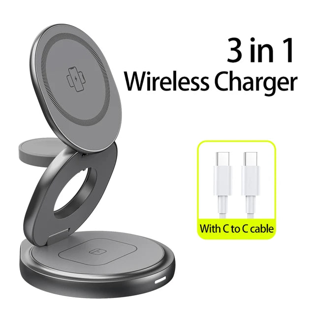 Three-in-One Wireless Charging Station for iPhone 15/14/13/12 or Similar