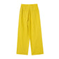 Vireous Vivid Yellow Linen Dress Shirt and Casual Pants Suit