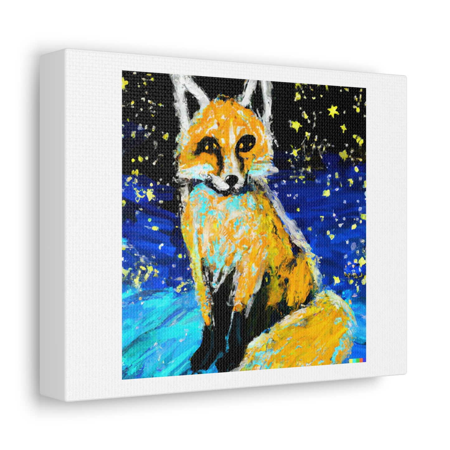 Renard dans le style de la nuit étoilée peinture art numérique 'conçu par AI' sur toile