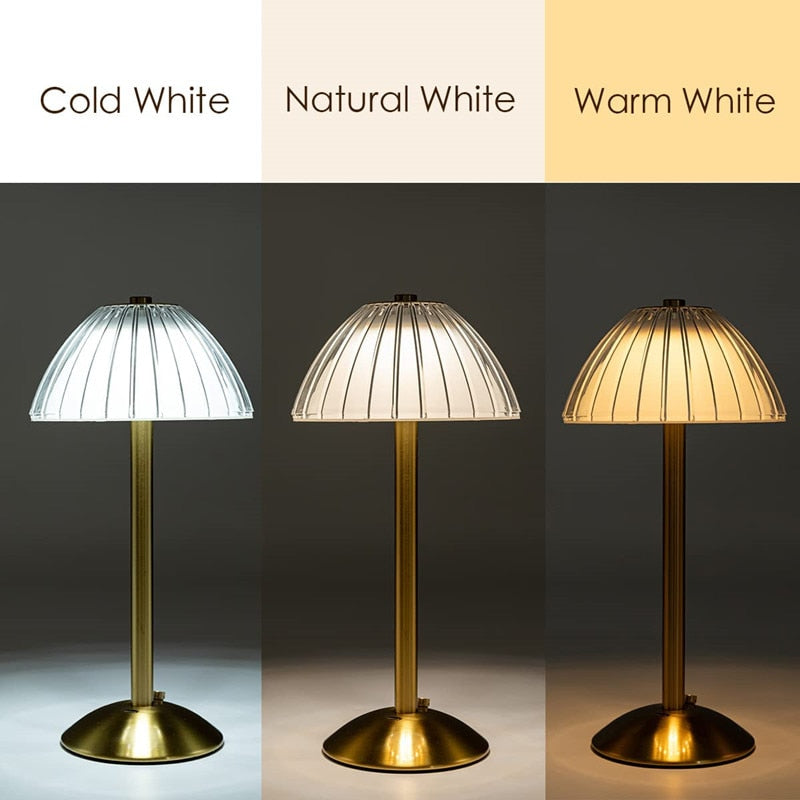 Crystal Brass Base Rechargeable Table Lamp