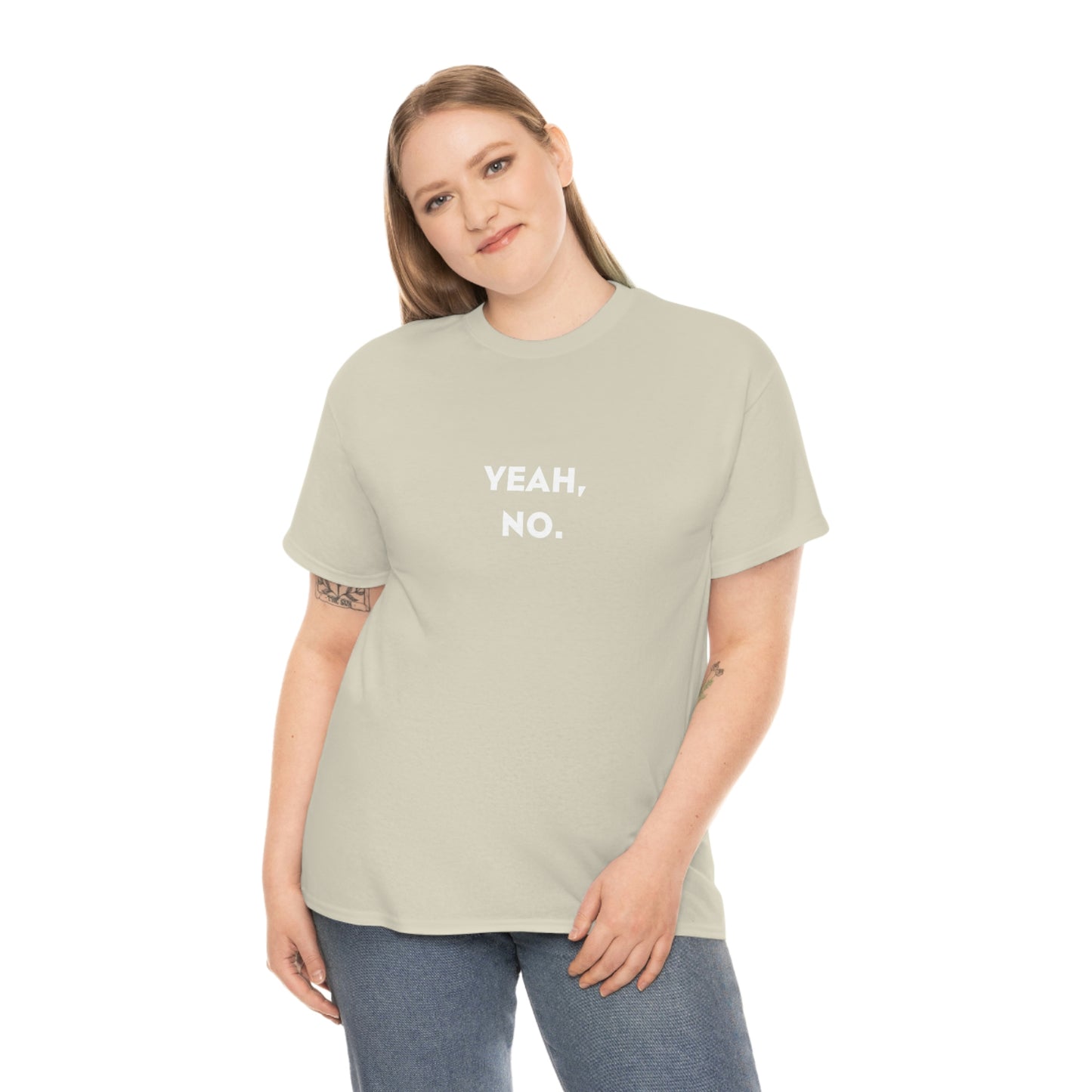 Yeah, No! Heavy Cotton T-Shirt Funny Ironic. Student Top