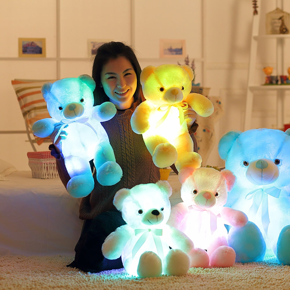 50cm Creative Light Up LED Ours en peluche Animaux en peluche Jouet coloré Glowing Cadeau de Noël pour les enfants Oreiller