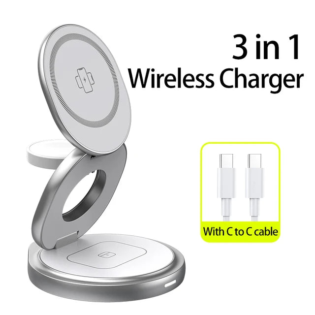 Three-in-One Wireless Charging Station for iPhone 15/14/13/12 or Similar