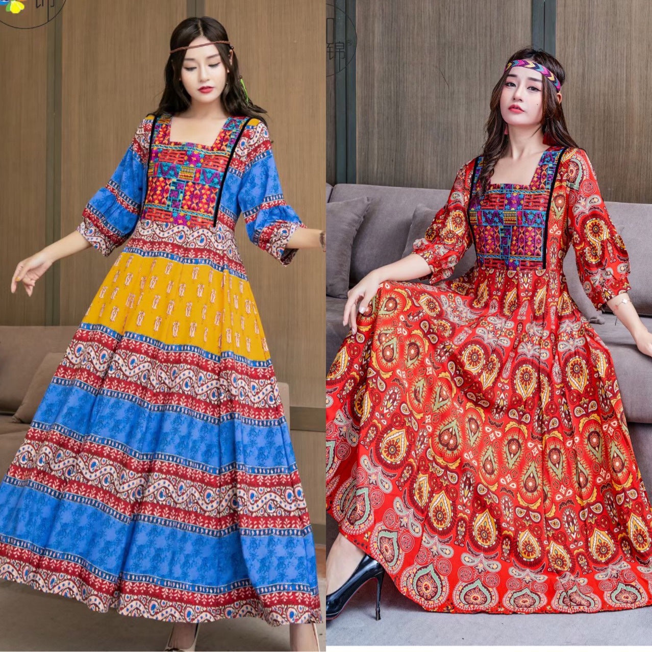 National Style Dress Summer Travel Thailand India Nepal Long Cool Travel Dress