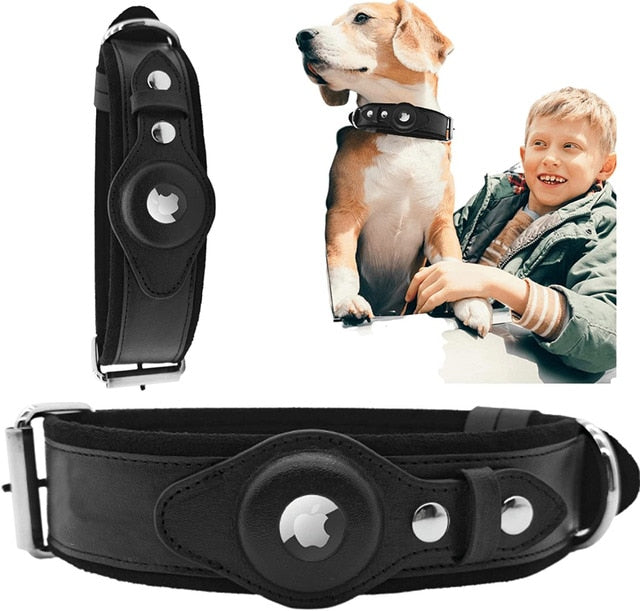 Olixar™ Genuine Leather Airtag Trackable Heavy Duty Dog Collar