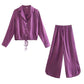 Vireous Women's Loose Fit V-Neck Pyjama Set