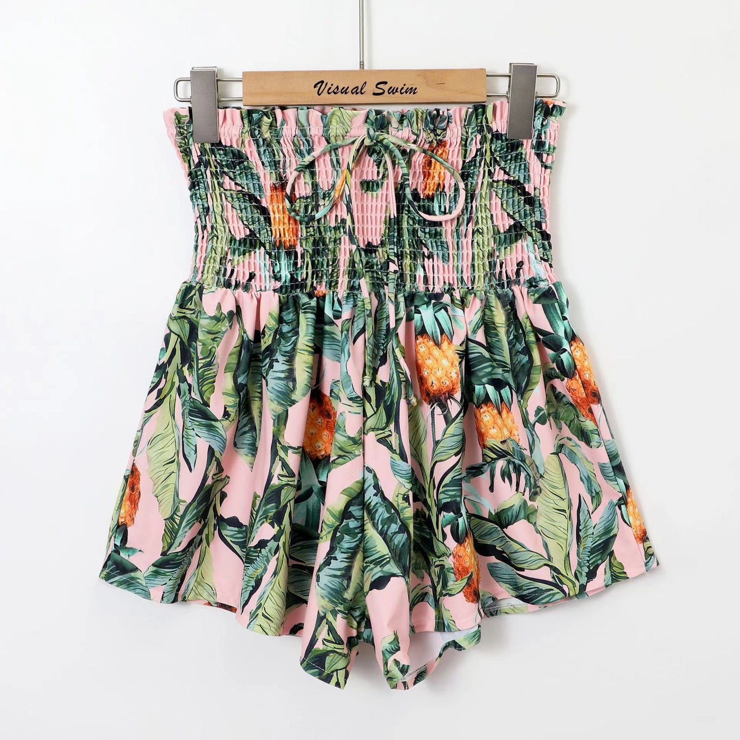 Vireous Backless Tropical Swimsuit and Swim Skirt