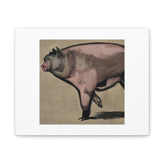 Art numérique de cochon humain 'conçu par AI' sur toile satinée, étirée