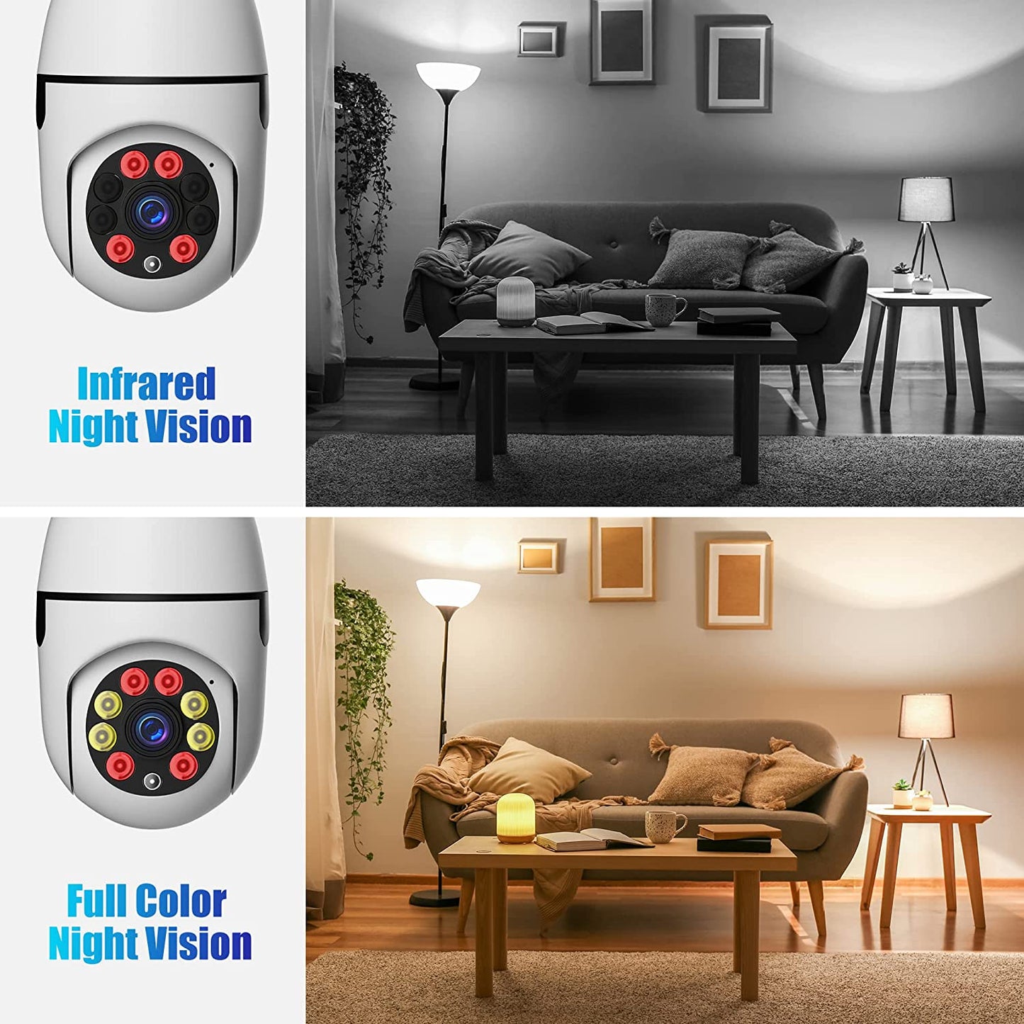 Night Vision Security Camera By Panorama™ Install Into Light Socket Best Price With Audio Function