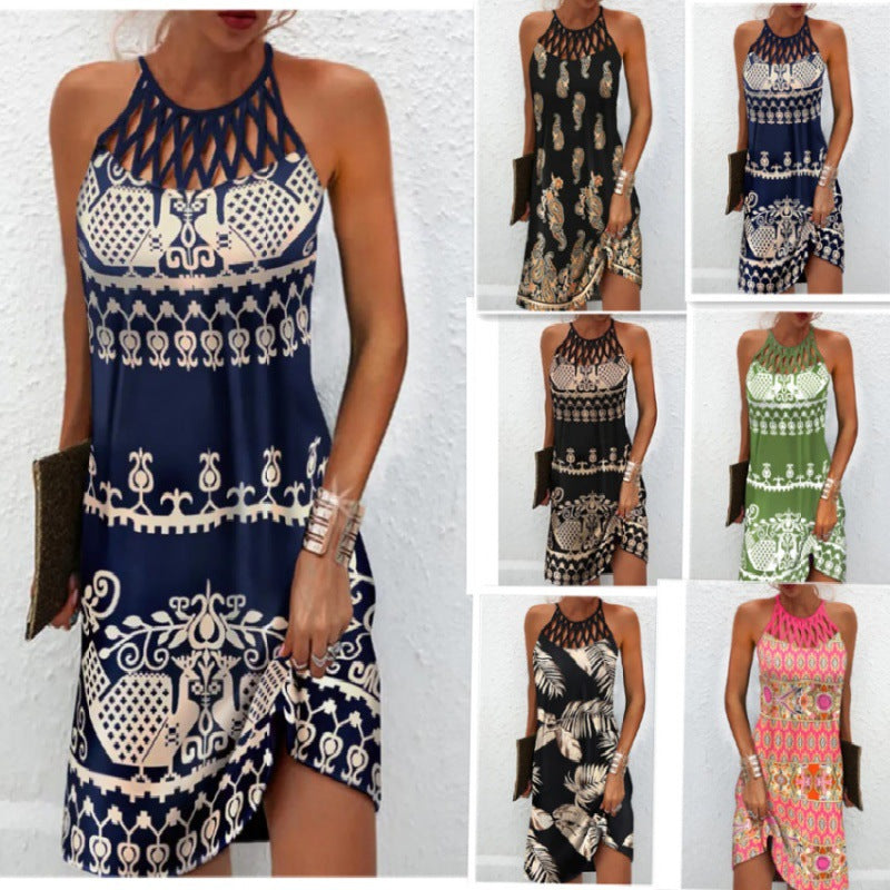 The Boho Dream Mesh Neck Print Summer Dress