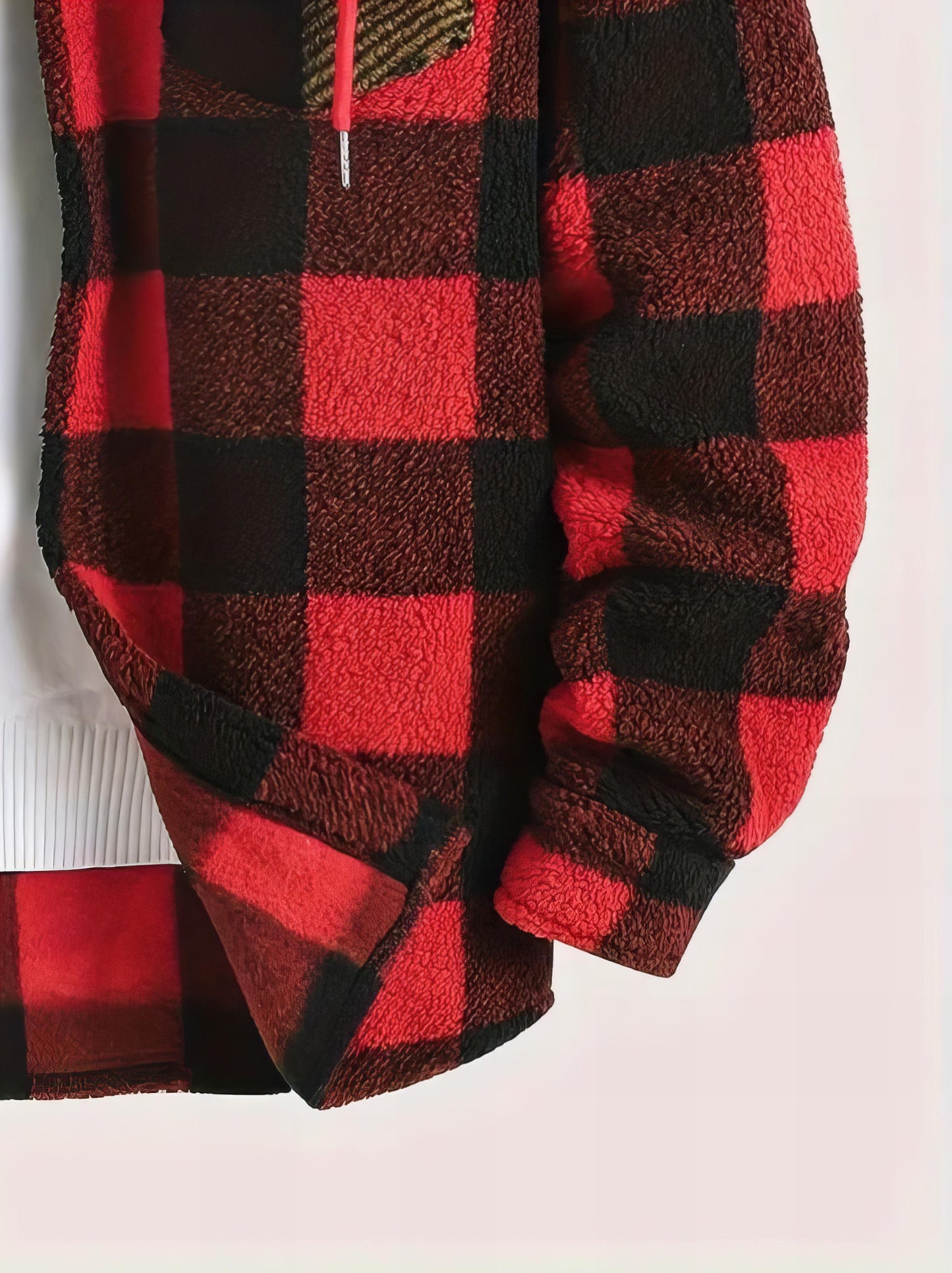 Men's Plaid Hooded Warm Long Sleeve Sweatshirt