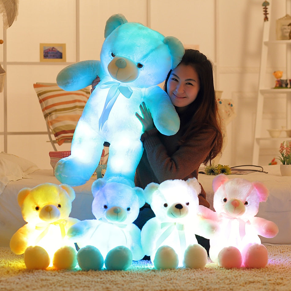 50cm Creative Light Up LED Ours en peluche Animaux en peluche Jouet coloré Glowing Cadeau de Noël pour les enfants Oreiller