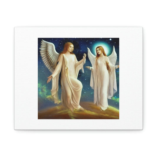 Celestial Beings Digital Art 'Designed by AI' on Satin Canvas, Stretched