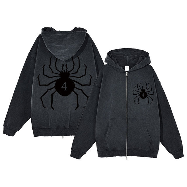 Spider Print Full Zip Hoodie