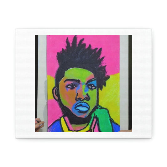 Oil Pastel Of A Rapper Digital Art 'Designed by AI' on Satin Canvas