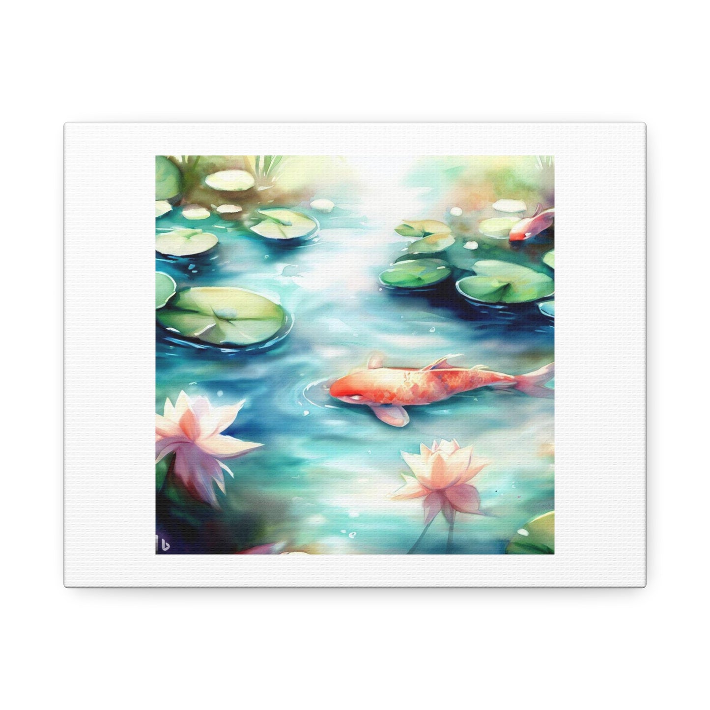 Serene Koi with Lilly Pads Watercolour digital art 'Designed by AI' on Canvas