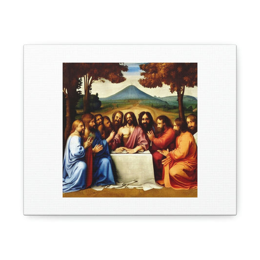 The Beatles And Jesus Christ Making A Song 'Designed by AI' on Satin Canvas