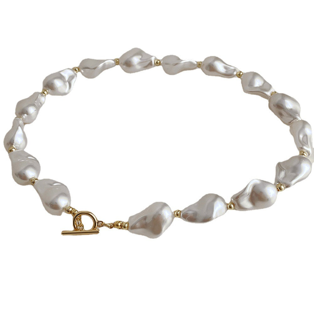 Large Baroque Pearl Buckle Necklace