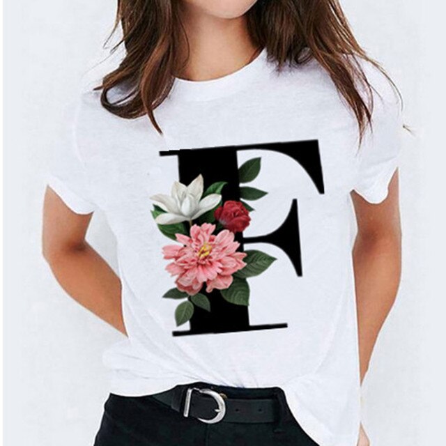 Choisissez votre initiale ! 26 t-shirts pour femmes imprimés de lettres