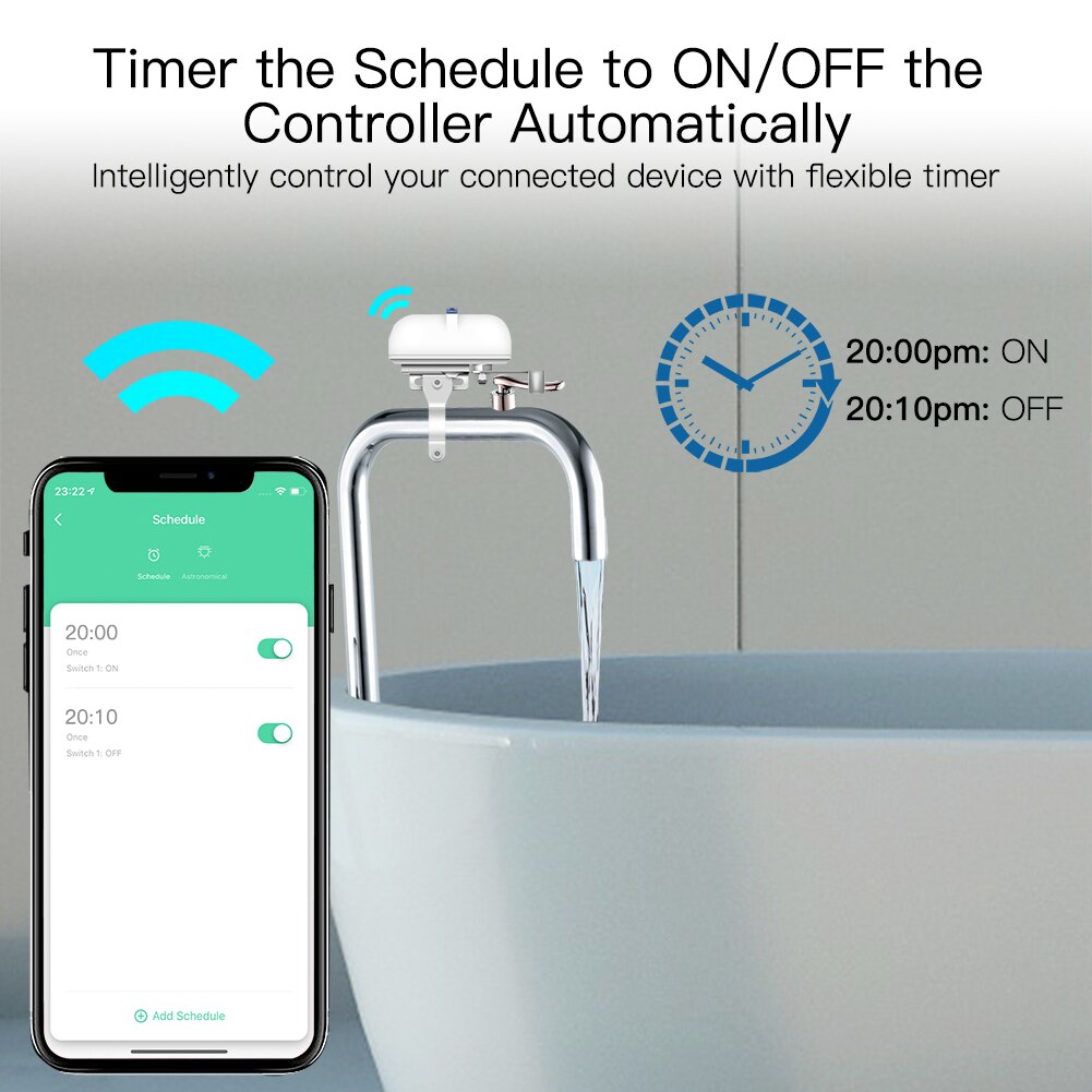 Moes Tuya Smart Wi-Fi ZigBee Escape Of Water Detector Contrôleur de vanne d'arrêt automatique Smart Life App Télécommande avec Alexa Google Home