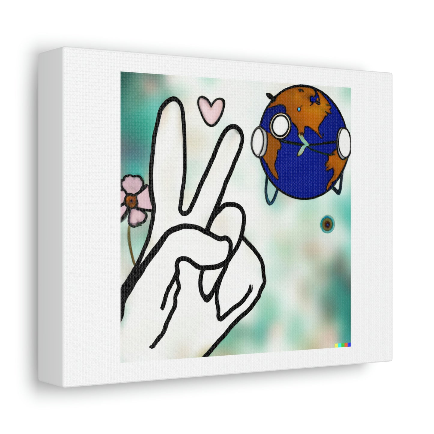 Peace And Love During A Pandemic Digital Art 'Designed by AI' on Satin Canvas