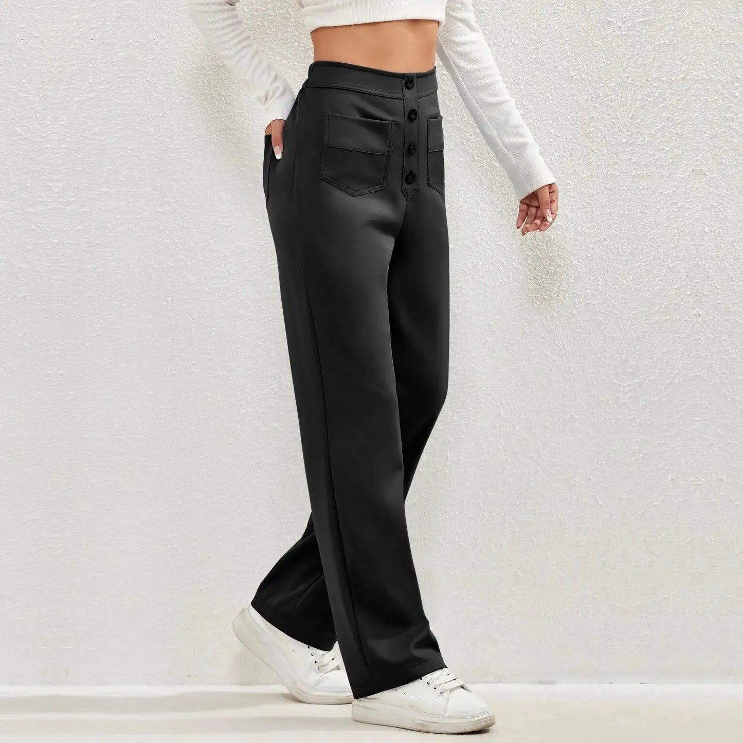 Women's High-Waisted Elasticated Casual Pants