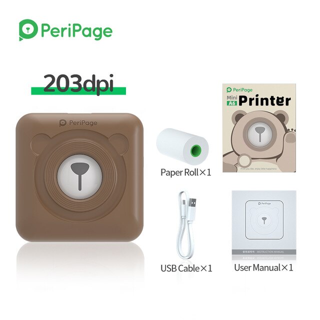 Peripage Mini imprimante portable imprimante photo thermique Bluetooth se connecter au téléphone Options de papier et d'autocollant