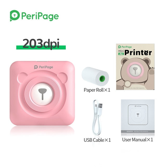 Peripage Mini imprimante portable imprimante photo thermique Bluetooth se connecter au téléphone Options de papier et d'autocollant