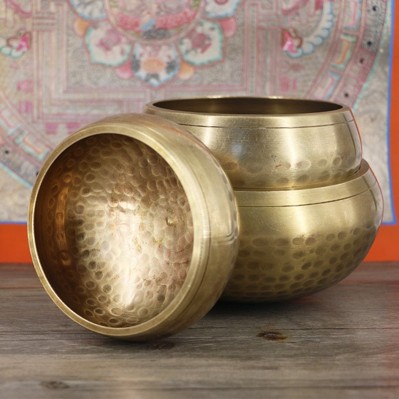 Hand-Hammered Tibetan Buddhist Copper Calming Singing Bowl