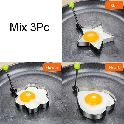 Ailihu® Stainless Steel Five-Style Fried Egg and Pancake Shaper Omelette Mould Frying Egg Cooking Accessories