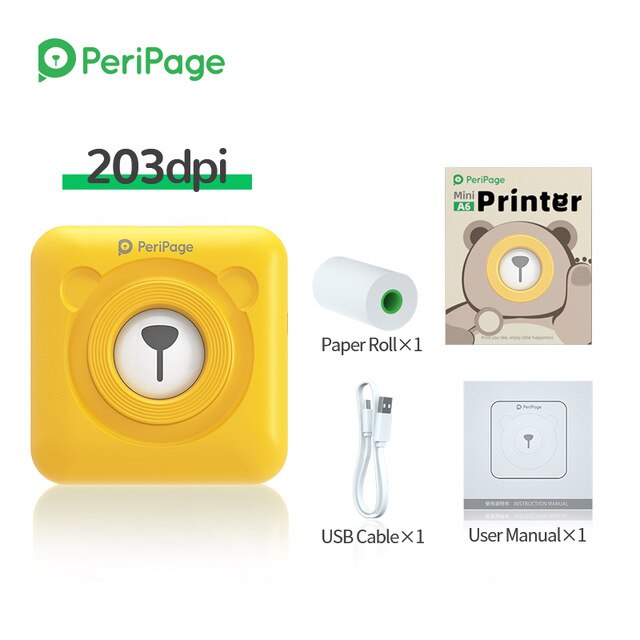 Peripage Mini imprimante portable imprimante photo thermique Bluetooth se connecter au téléphone Options de papier et d'autocollant