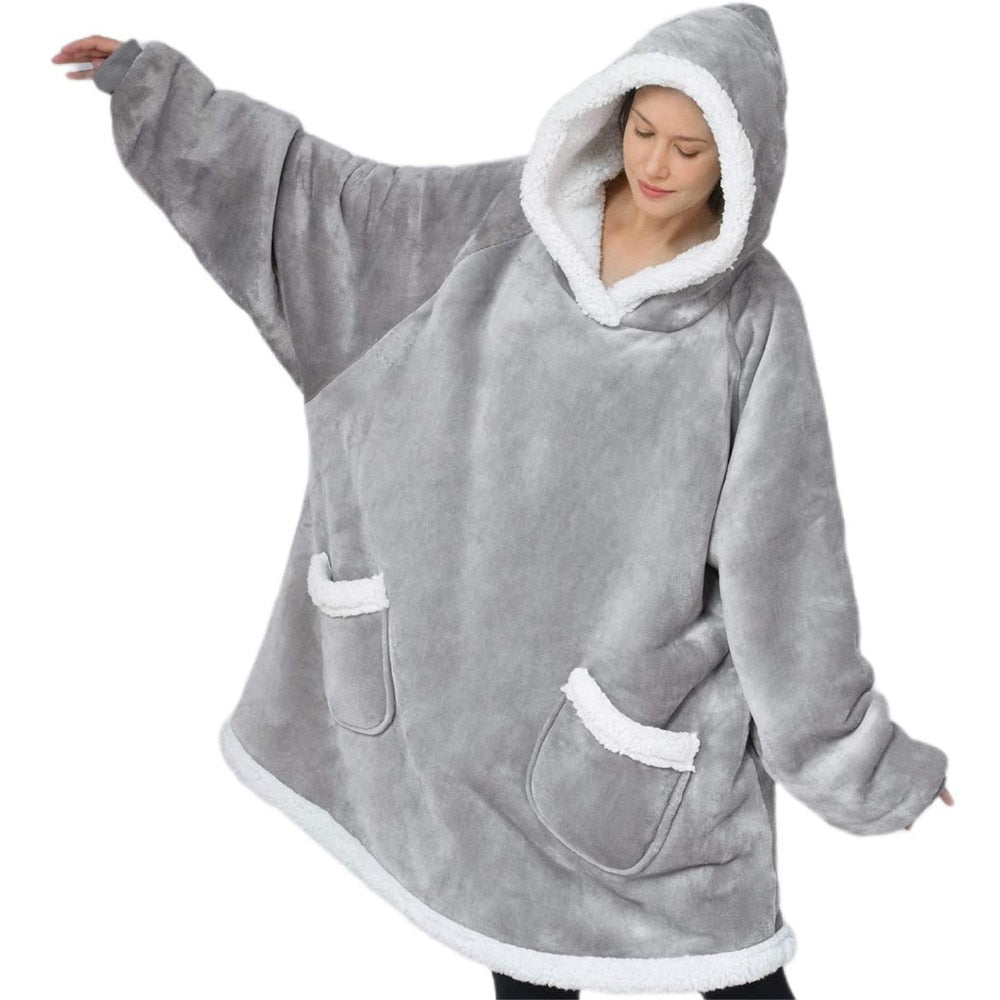 The Ultimate Indoor Outdoor Oversized Hoodie Blanket Fleece and Matching Socks