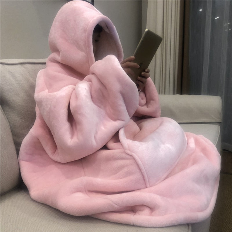 The Ultimate Indoor Outdoor Oversized Hoodie Blanket Fleece and Matching Socks