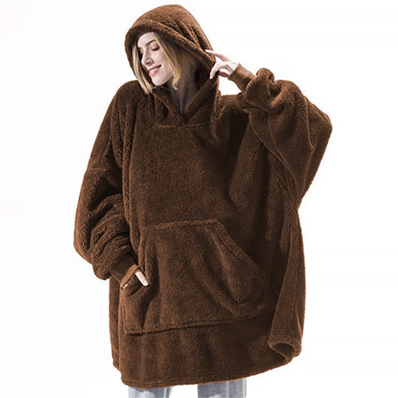 The Ultimate Indoor Outdoor Oversized Hoodie Blanket Fleece and Matching Socks