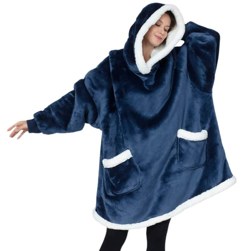 The Ultimate Indoor Outdoor Oversized Hoodie Blanket Fleece and Matching Socks