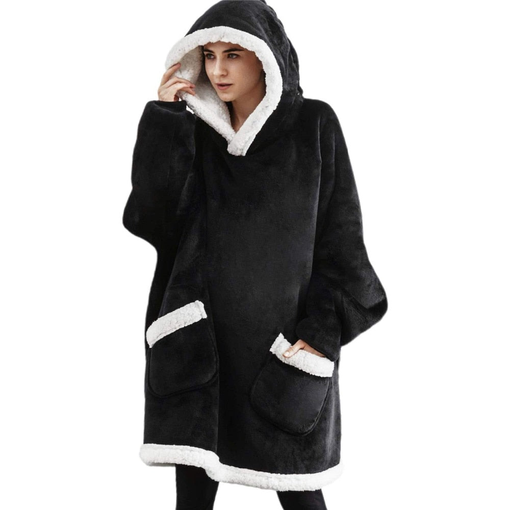 The Ultimate Indoor Outdoor Oversized Hoodie Blanket Fleece and Matching Socks