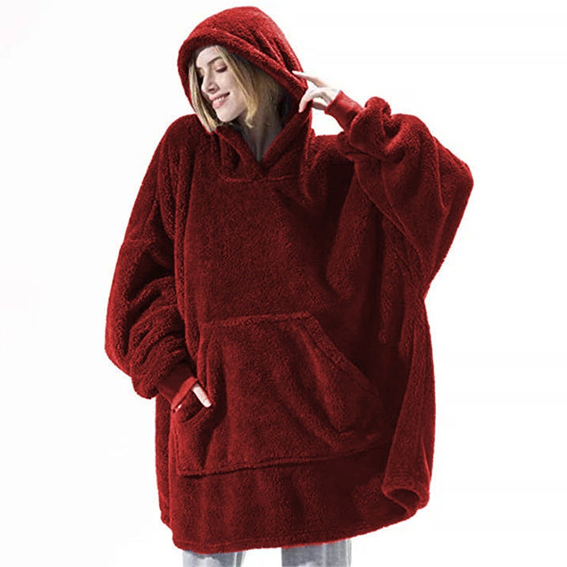 The Ultimate Indoor Outdoor Oversized Hoodie Blanket Fleece and Matching Socks