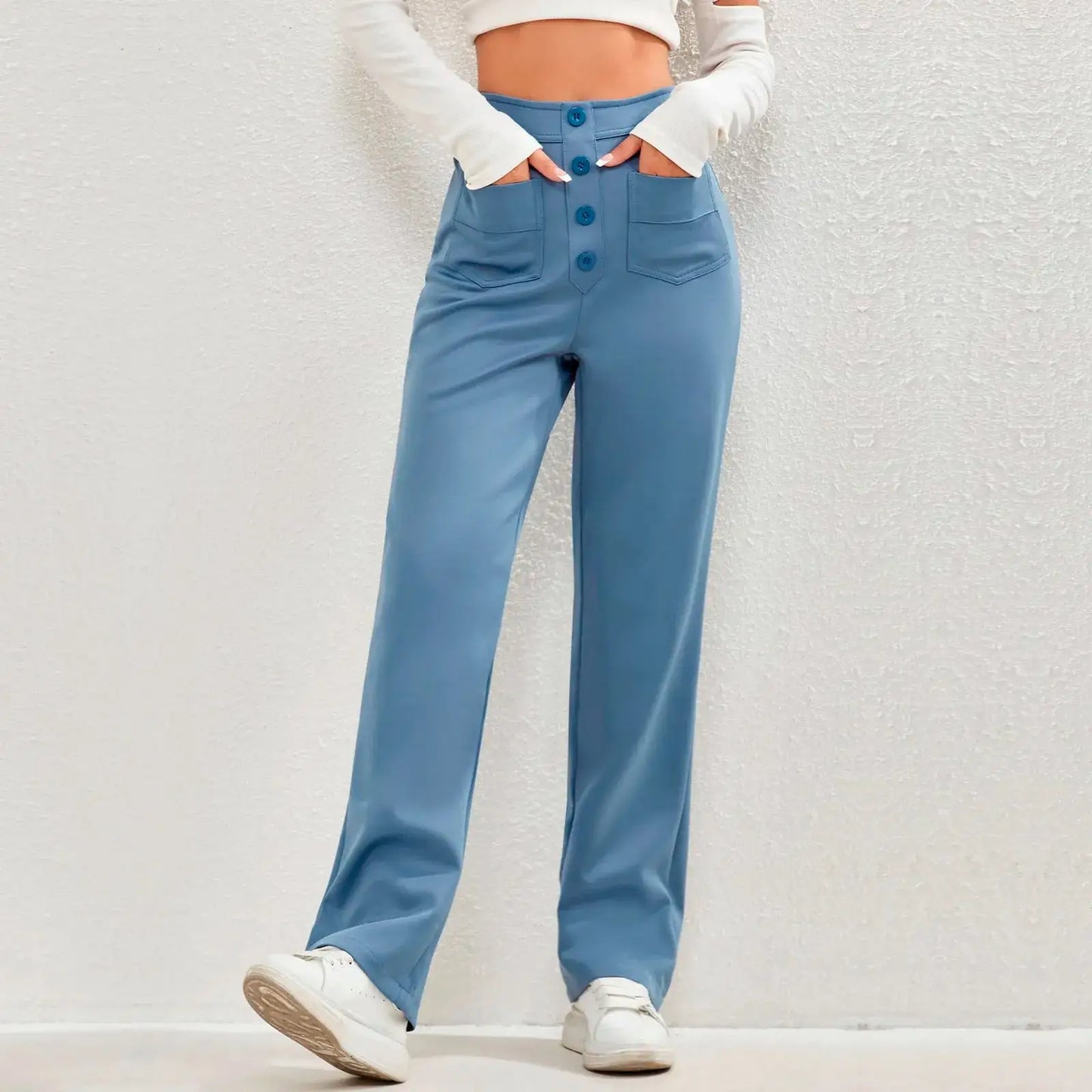 Women's High-Waisted Elasticated Casual Pants