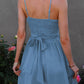 Vireous Spaghetti Strap Tie-Back Ruffle Hem Dress