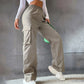 Vireous Beltless High Waist Women's Pants Loose Style Casual