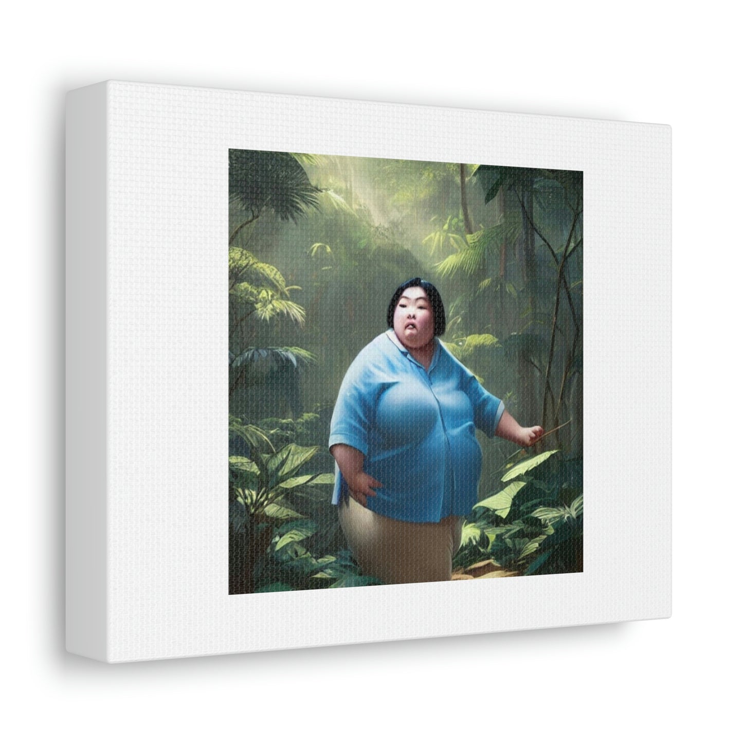 Fat Asian Woman In A Light Blue Shirt Digital Art 'Designed by AI' sur toile