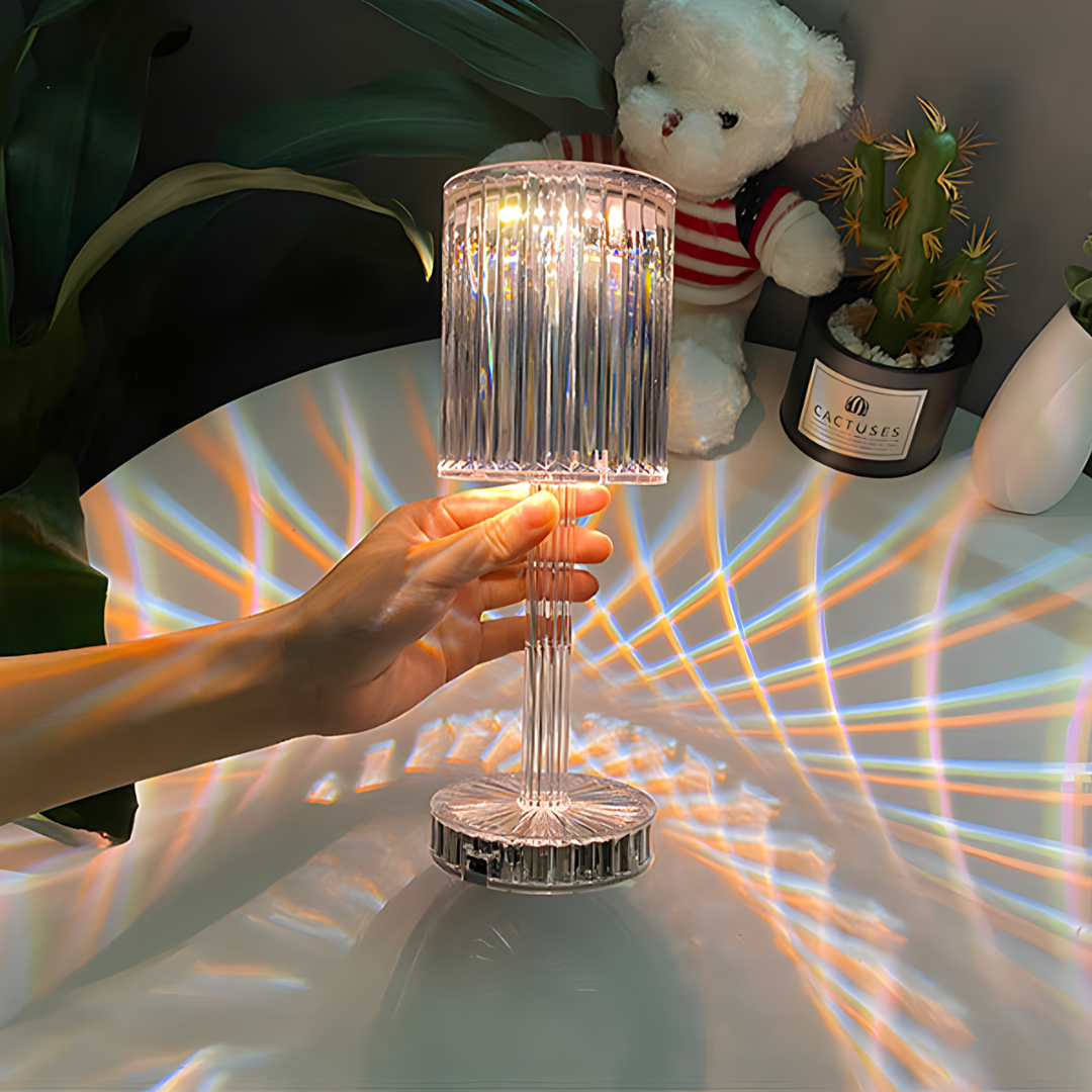 Art Deco Style Rechargeable Crystal Table Lamp