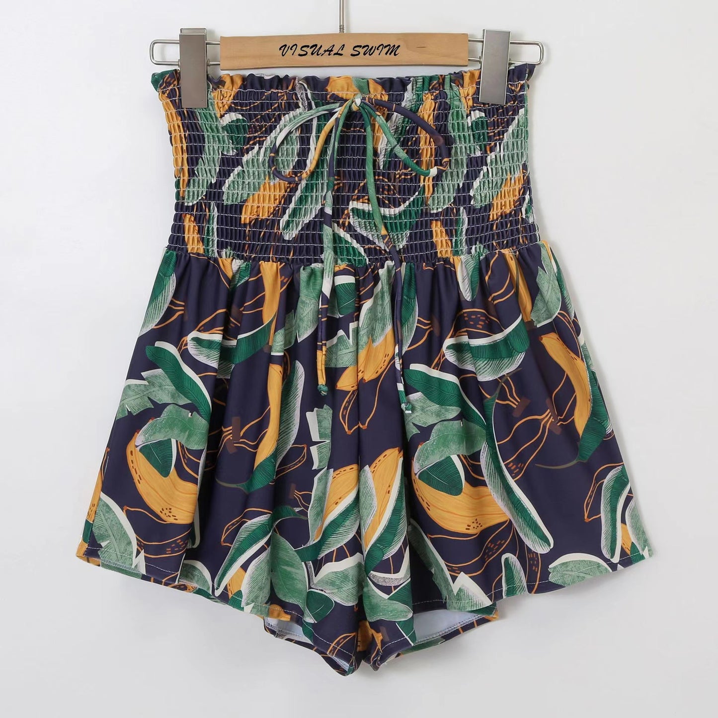 Vireous Backless Tropical Swimsuit and Swim Skirt