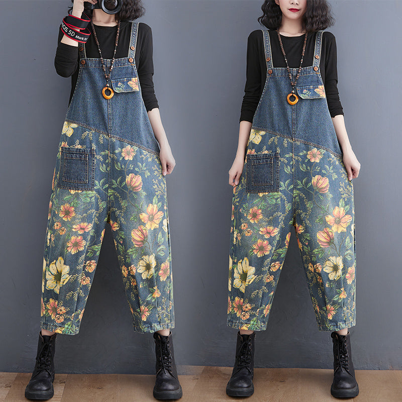 Combinaison Vireous Patchwork Floral Denim