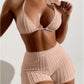 Vireous High Waist Textured Bold Colour Bikini Set
