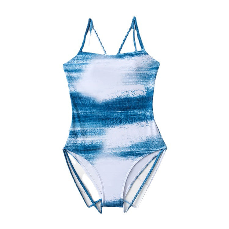 Vireous One Piece Striped Aqua Swimsuit